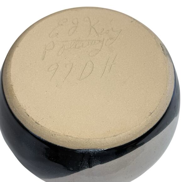 Kings Pottery Seagrove NC Studio Art Pottery Soup Mugs Bowls Black White Signed - Picture 10 of 13